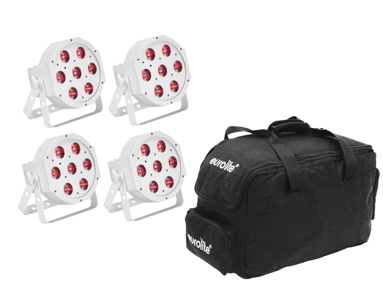 EUROLITE Set 4x LED SLS-7 HCL Spot weiss + Soft Bag