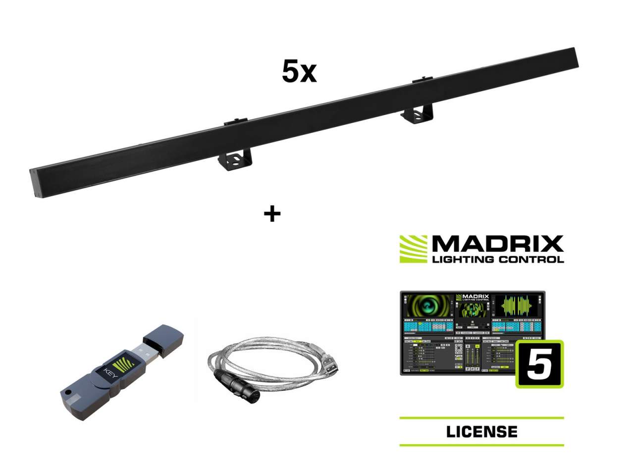 EUROLITE Set 5x LED PR-100-32 Pixel DMX Rail sw + Madrix Software