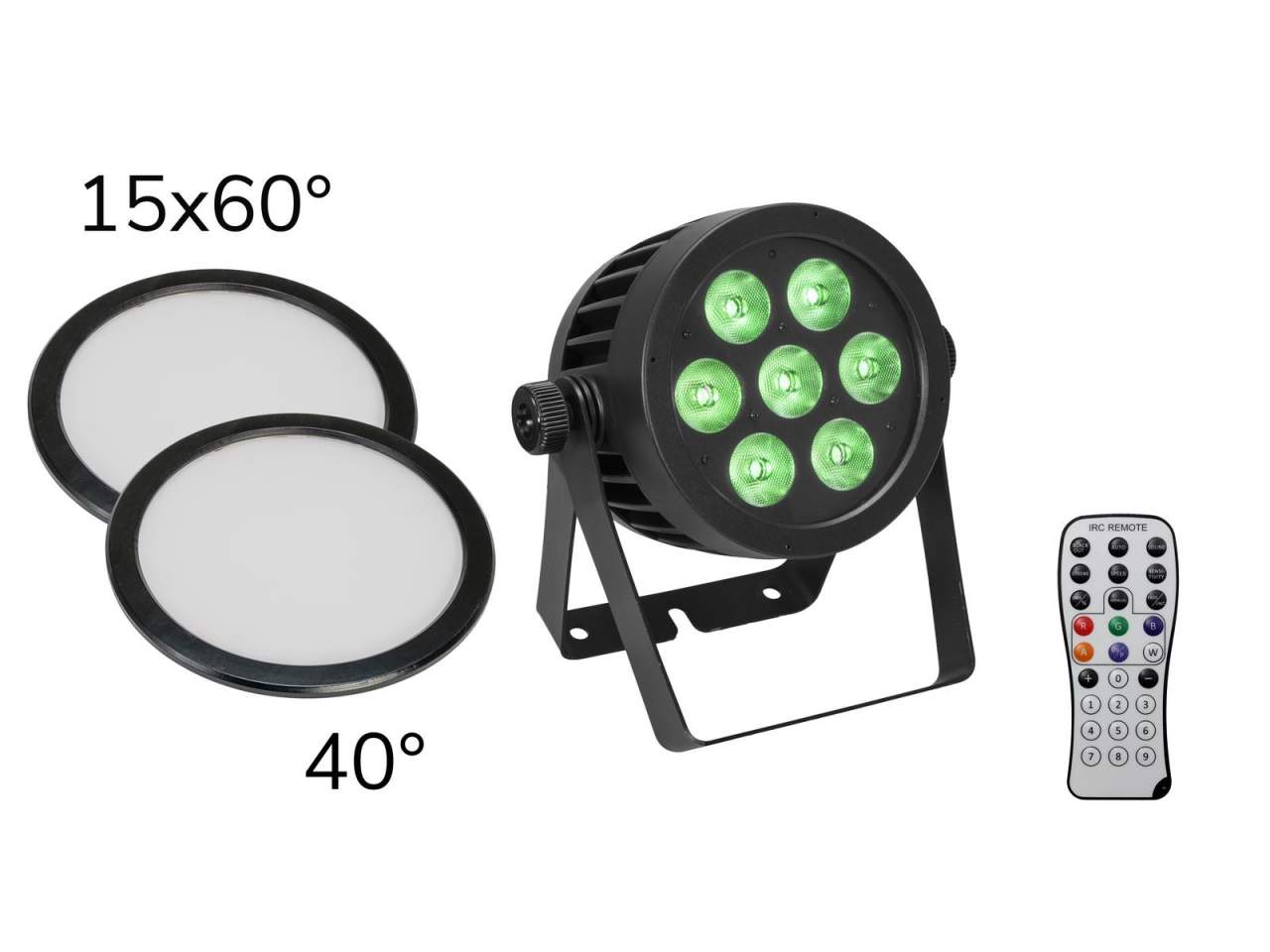 EUROLITE Set LED IP PAR 7x8W QCL Spot + 2x Diffusorscheibe (15x60- und 40-)