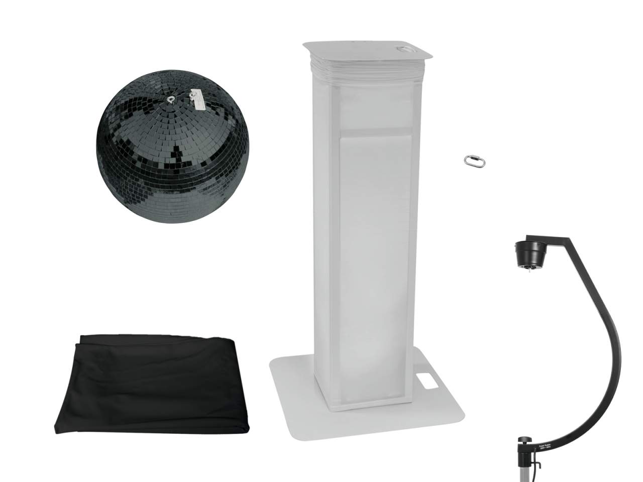 EUROLITE Set Spiegelkugel 50cm schwarz mit Stage Stand variabel + Cover schwarz